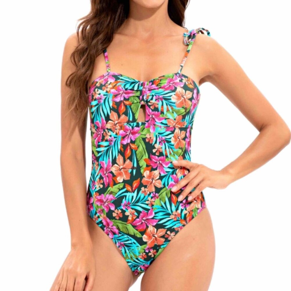 Lucky Brand Vibrant One Piece Swimsuit-Floral Designs Medium NWT
